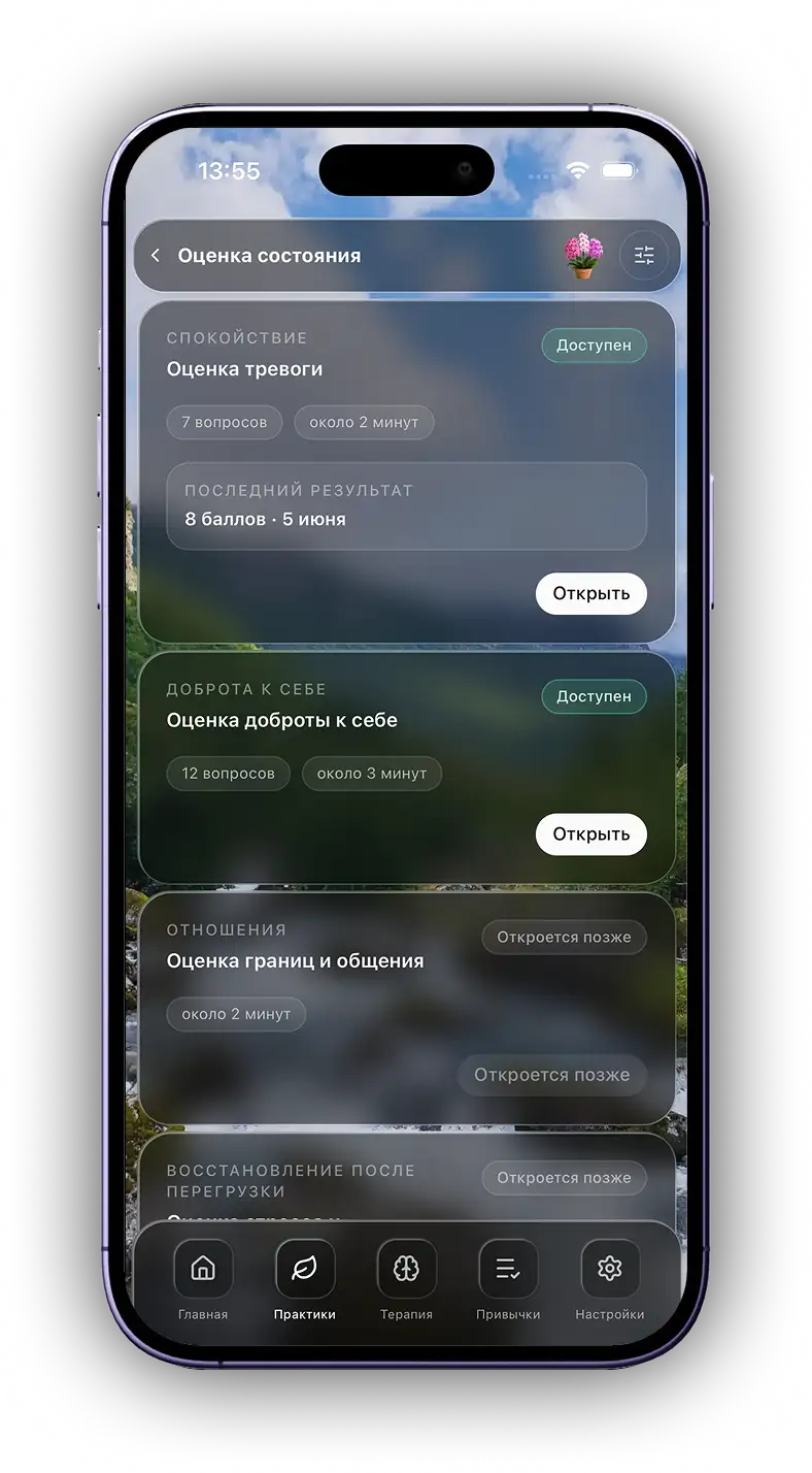 Экран оценки состояния в приложении Ментала
